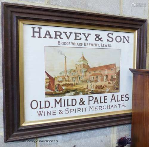 Harvey and Sons coloured advertising print, framed. W-64, H-...