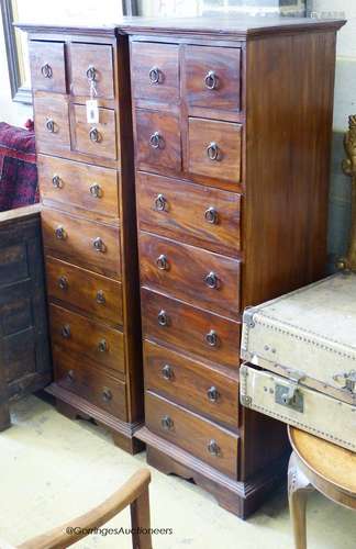 A near pair of Indonesian hardwood tall chests. W-50, D-43, ...