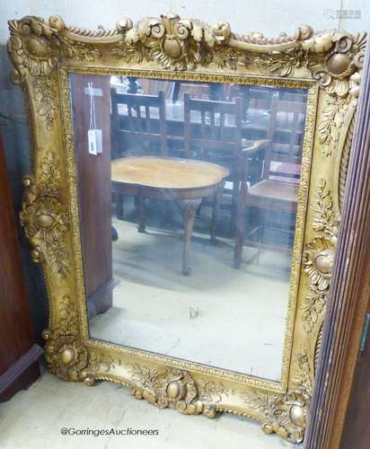 A Victorian rectangular gilt wood and gesso wall mirror. W-1...