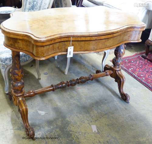 A Victorian pollard oak folding card table of rectangular se...