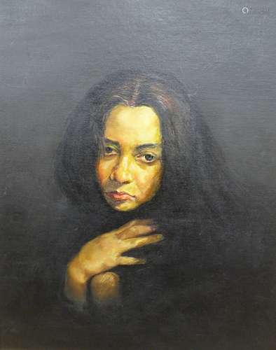 Anjan Banerjee, acrylic on canvas, Study of a woman, 56 x 71...