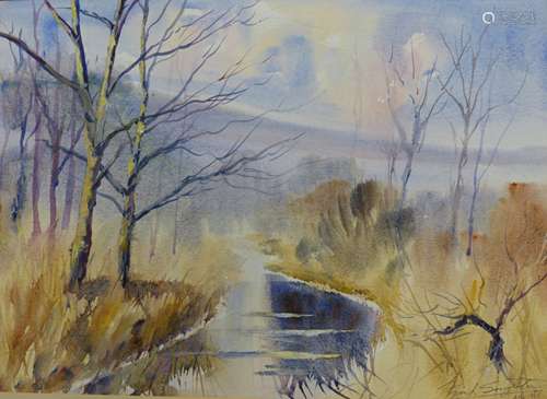 Frank V. Singleton (20th C.), watercolour, 'Cuckmere Valley'...