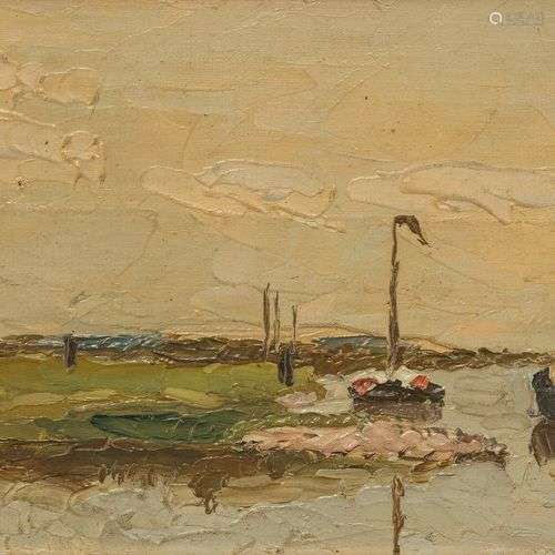 Ecole hollandaise XXe s Bateaux, huile sur panneau, 13,5x22,...