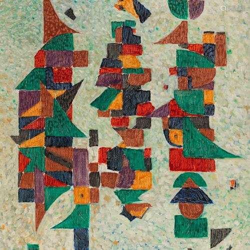 Julien Dinou (1895-1983) Trois silhouettes, huile sur toile,...