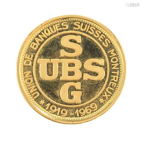 Pièce de la banque UBS SBG à l'écusson de la ville de Montre...