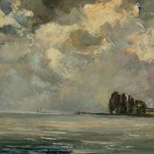 Ami Ferdinand Duplain (1893-1966) Ciel mouvementé sur le lac...