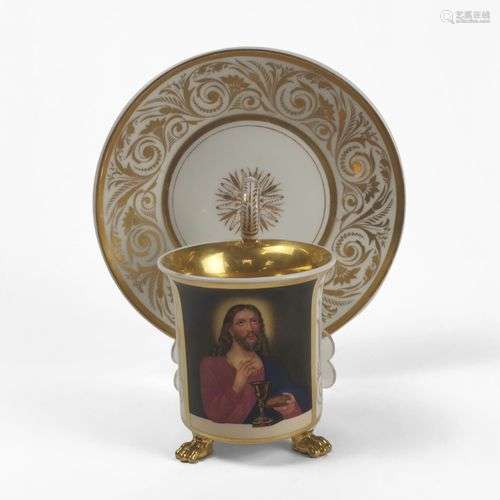 Tasse KPM Berlin Porcelaine à motif du Christ, H 13 cm