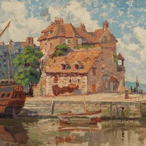 Alfred Jean de Foretay (1861-1944) Vue de Honfleur, huile su...