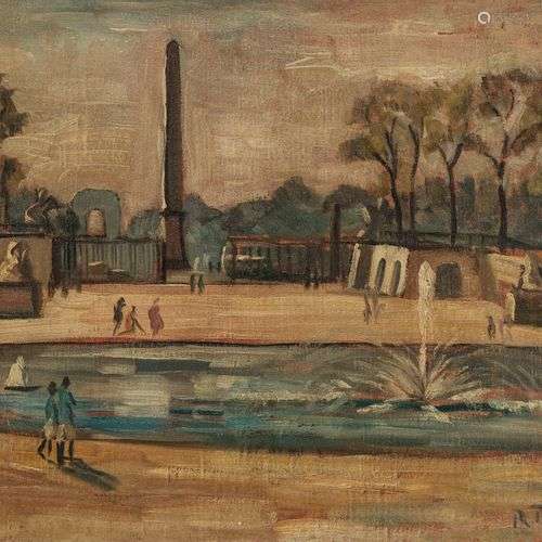 Ecole française, XXe s Jardin des Tuileries, huile sur toile...