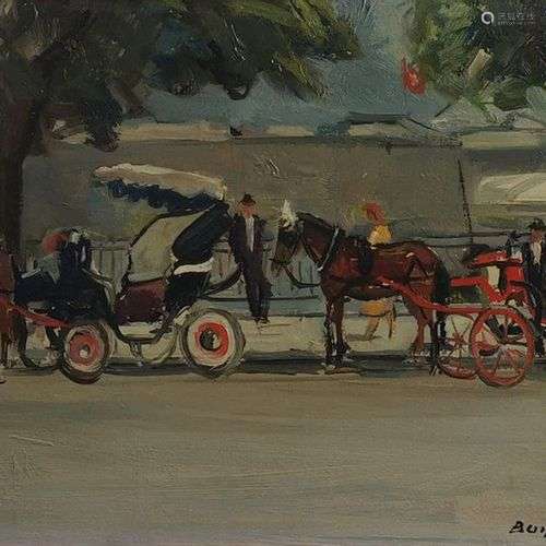 Benjamin Vautier (1895-1974) Calèches sur le quai à Genève, ...