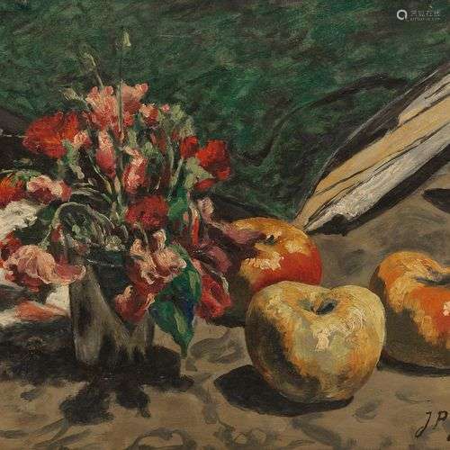 Jean-Pierre Gras (1879-1964) Nature morte aux pommes, cartab...