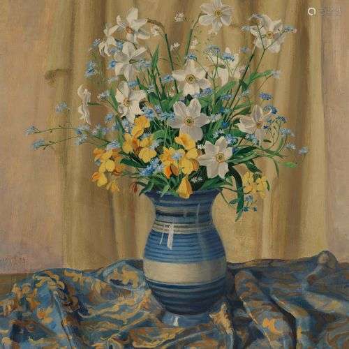 Hermann Werner ((1884-1986) Bouquet de fleurs, huile sur pan...