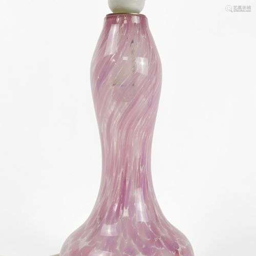 Pied de lampe, La rochère, France Verre rose, H 27 cm