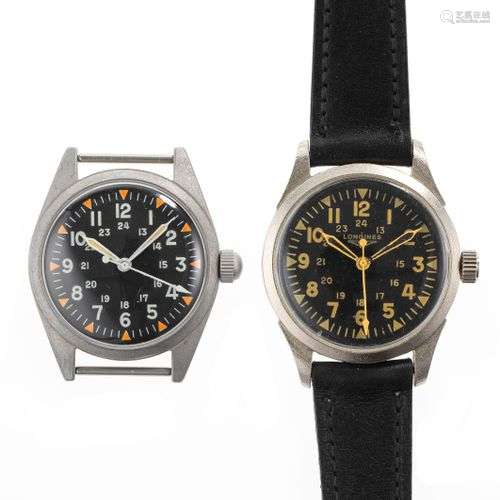 Deux montres militaires USA dont une signée Longines Cadrans...