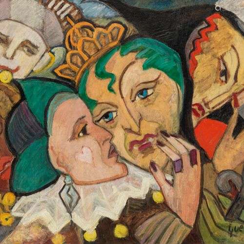 Stéphanie Guerzoni (1887-1970) Scène de Carnaval, huile sur ...