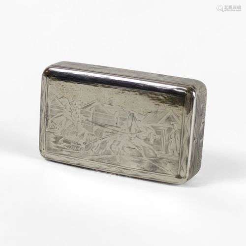 Boîte à décor de caprices, Russie Argent niellé, 8x5x2 cm