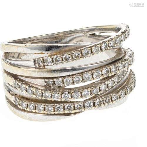 Bague multi-anneaux sertis de lignes de diamants (0,81 ct) O...