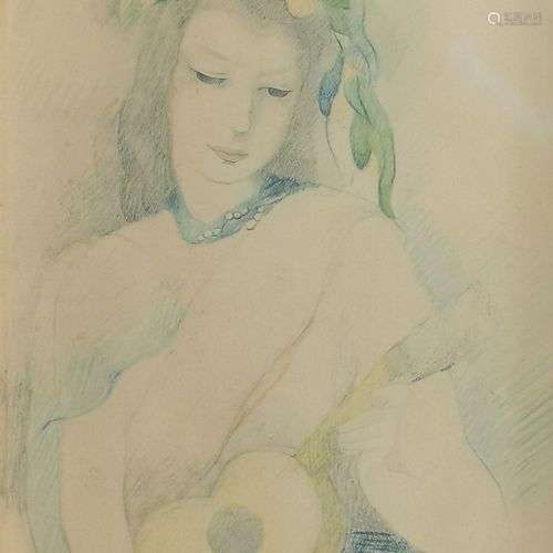 Marie Laurencin (1883-1956) Jeune fille à la guitare, lithog...