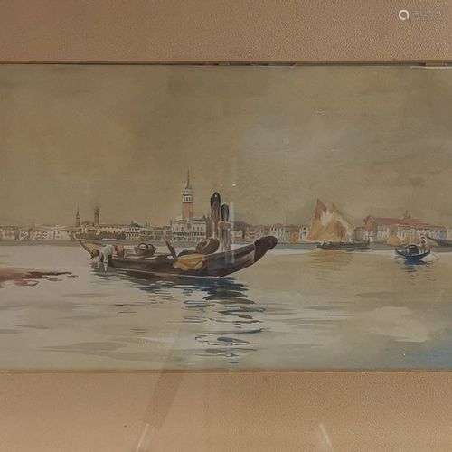 Ecole XXe s Vue de Venise, aquarelle et gouache sur papier, ...