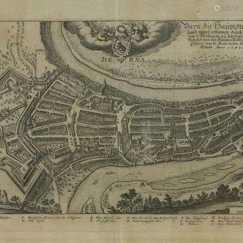 Matthäus Merian (1593-1650) Plan de la ville de Berne, estam...