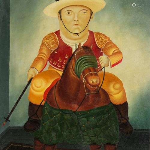 D'après Fernando Botero (1932) Toréador à cheval, huile sur ...