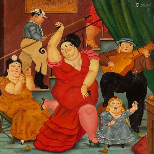 D'après Fernando Botero (1932) Flamenco, huile sur toile, 70...