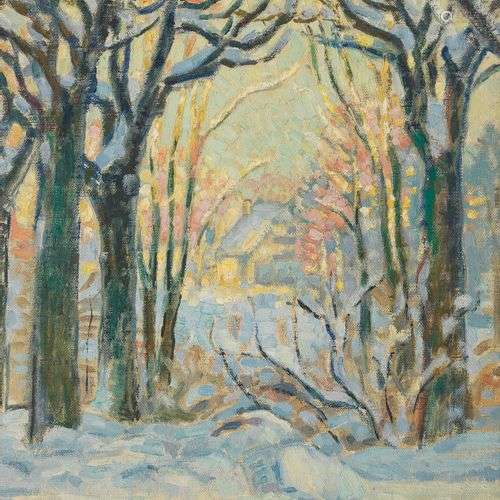 Maurice Mathey (1878-1975) Paysage de neige, huile sur carto...