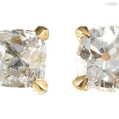 Clous d'oreilles sertis de diamants taille ancienne (env. 0,...