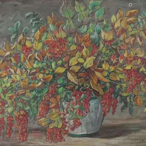 César Alphonse Bolle (1879-1963) Vase de fleurs, huile sur p...