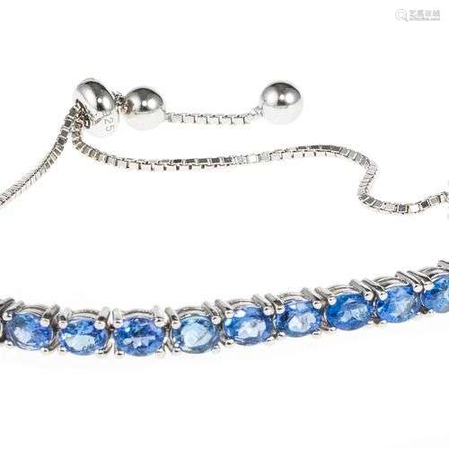 *Bracelet serti de tanzanites taille ovale (env. 5 ct) Argen...