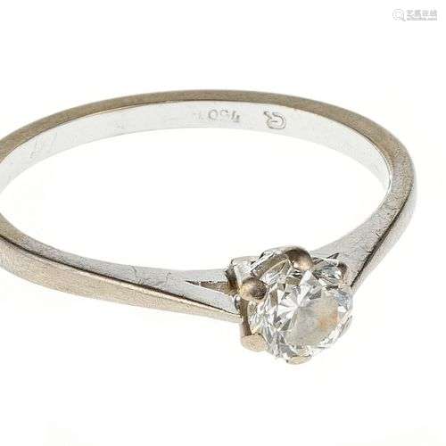 Bague solitaire sertie d'un diamant (env. 0,4 ct) Or gris 75...