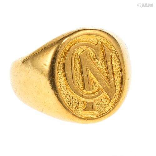 Bague chevalière ovale monogrammée CN Or 750, doigt 47-7, 11...