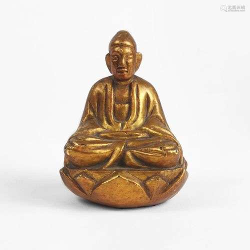 Bouddha assis, Thaïlande Bois laqué et doré, H 10 cm