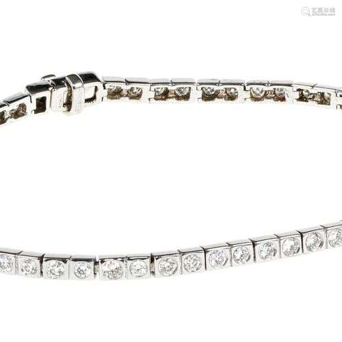 Bracelet ligne serti de diamants (env. 2 ct) Or gris 750, L ...