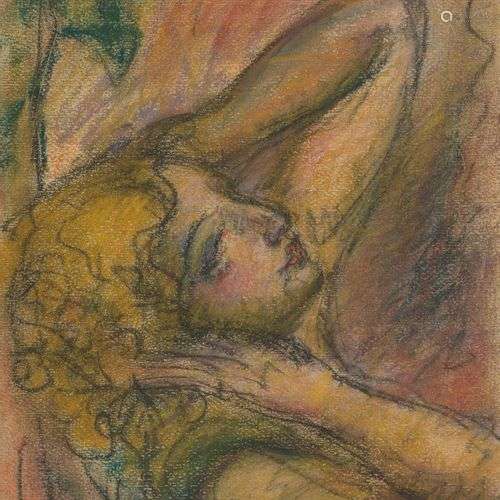 Henri Fehr (1890-1974) Jeune femme levant le bras, pastel et...