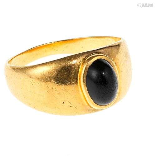 Bague sertie d'un onyx taille cabochon ovale Or 750, doigt 5...