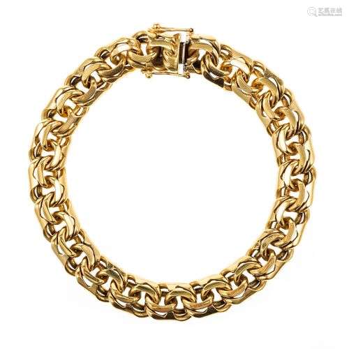 Bracelet à maille fantaisie ajourée Or 750, L 18,5 cm, 43 g