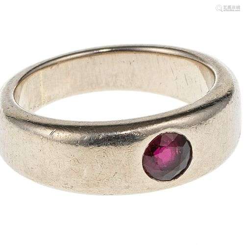 Bague jonc sertie d'un rubis taille brillant (env. 0,3 ct) O...