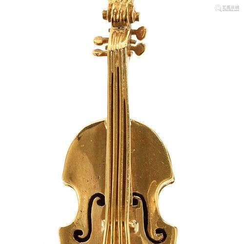 Pendentif à motif de violon Or 750, H 4 cm, 7 g