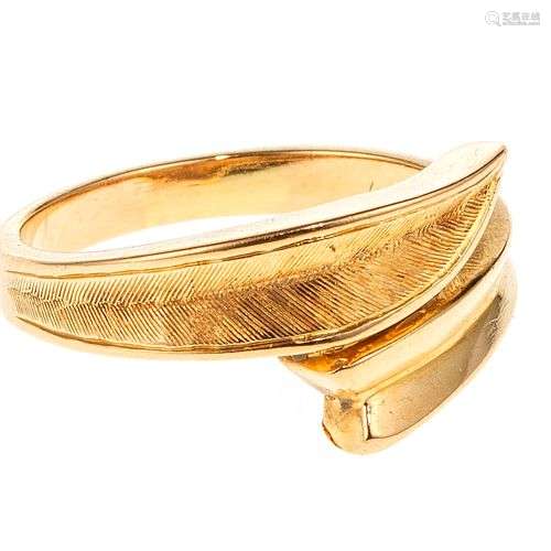 Bague à motif de feuille stylisée Travail français, or 750, ...