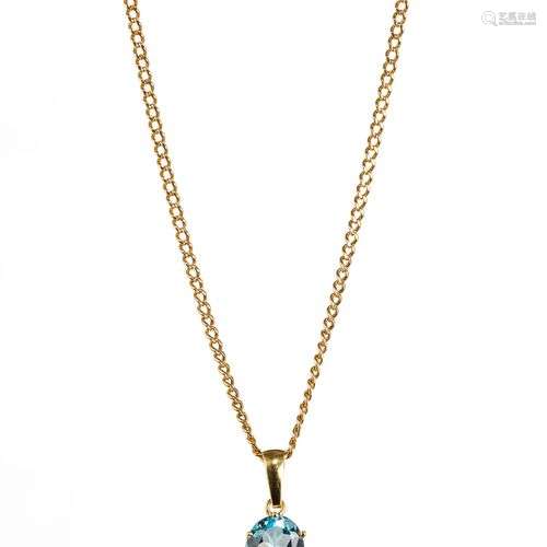 Pendentif serti d'une topaze bleue taille ovale (env. 2,5 ct...