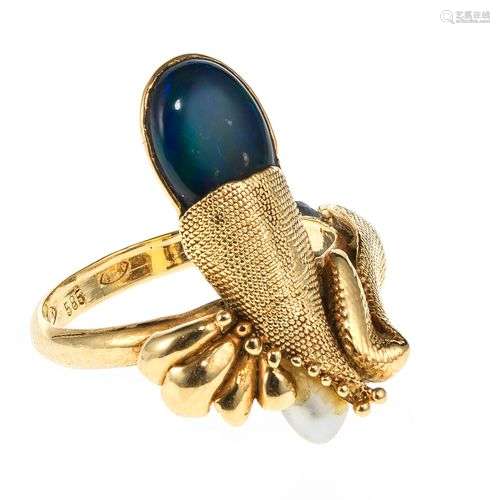 Bague design sertie d'une pierre d'imitation pour l'opale et...