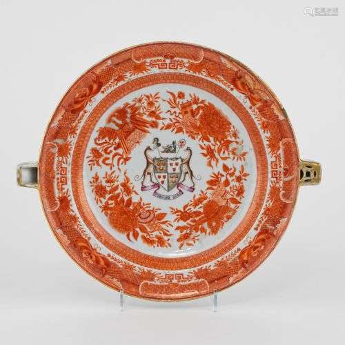 Plat chauffant, Compagnie des Indes, XVIIIe s Porcelaine éma...