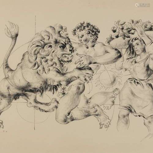 Hans Erni (1909-2015) Dames des Décans-Lion, lithographie or...