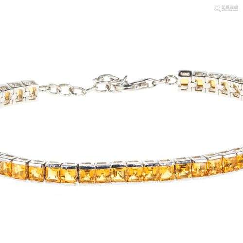 *Bracelet rivière serti de citrines taille princesse Argent ...