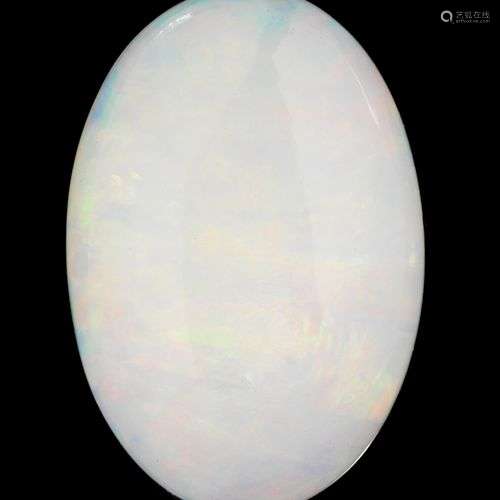 *Opale blanche taille cabochon ovale sur papier 13,47 ct, ac...