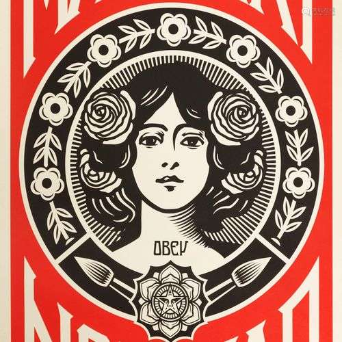 Shepard Fairey (1970) Make art not war, lithographie, signée...