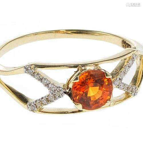 *Bague ajourée sertie d'un saphir orange taille brillant (en...