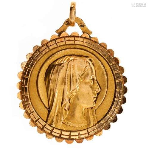 Médaille de baptême à l'image de la Vierge Travail français,...