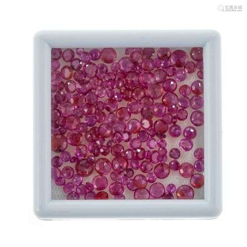 Lot de rubis taille brillant sur papier 19,44 ct